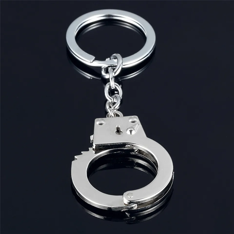 Fashion Metal Keychain Hot Sale Key Holder Simulation Handcuffs model Car Key Chain Key Ring For Best Gift jewelry (7)