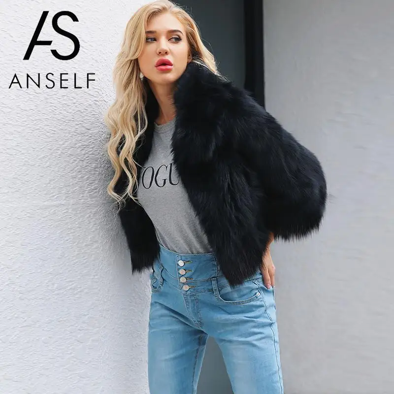 

2019 Autumn Coat Women Faux Fur Jacket Shaggy Fluffy Pure Color Three Quarter Sleeve Warm Slim Luxury Outerwear female tunics