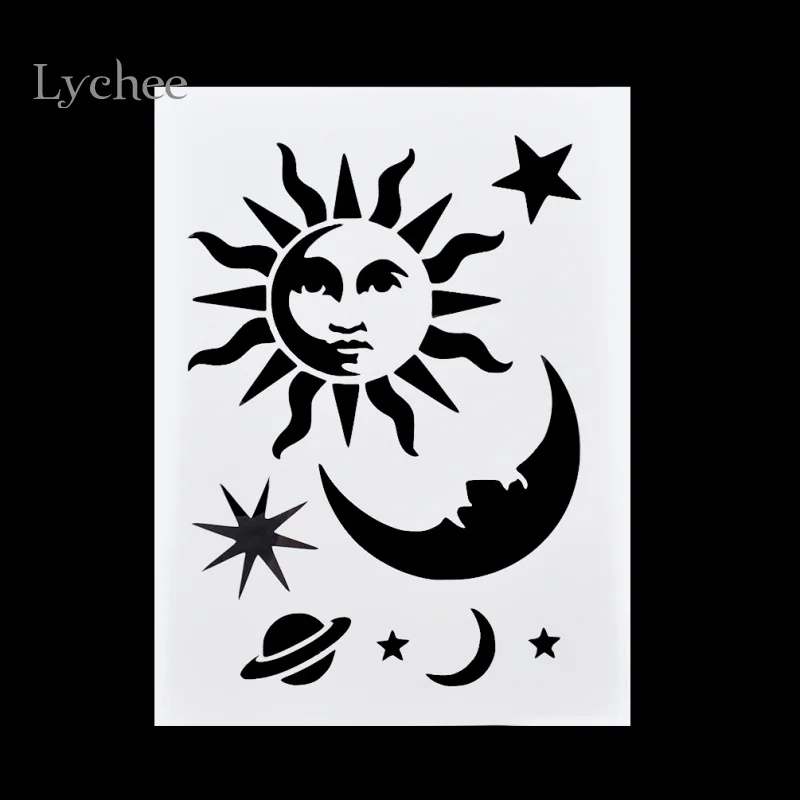 

Lychee Scrapbooking Card DIY Album Masking Spray Painted Template Drawing Stencils Laser Templates Embossing Sun Moon Star