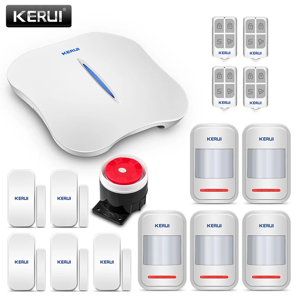 KERUI W1 WI-FI дома охранной сигнализации с 5 шт. двери магнитом и движения Сенсор детектор PSTN дома безопасности системы сигнализации