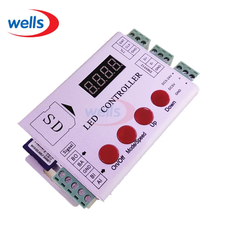 

LED Controller HC202S sd card for WS2801 WS2811 LPD6803 led pixel RGB full color controller DMX512 2013 DC5V-24V RGB LED Light