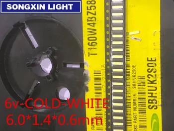 

200PCS/Lot 6014 SMD LED Beads Cold white 1W 6V 150mA For TV/LCD Backlight LED Backlight High Power LED 6.0*1.4MM