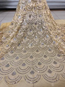 

African French Lace Fabric JIANXI.C-121104 Top Quality sequins embroidered Tulle Lace Fabric for party dress