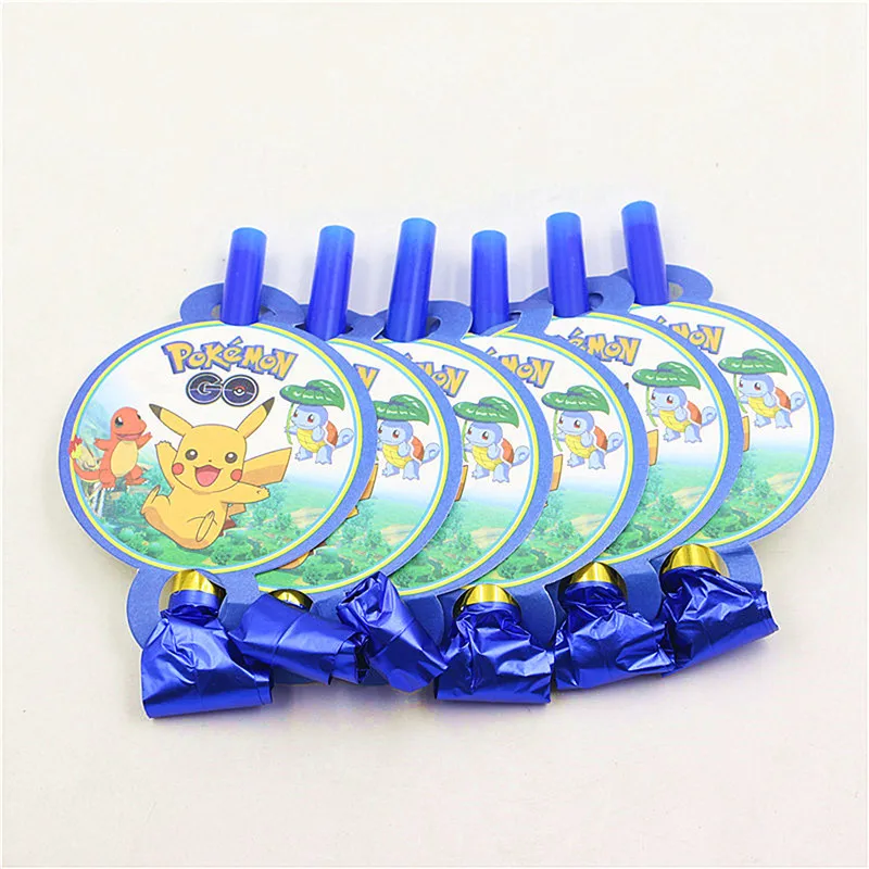 

Pokemon Go Cartoon Theme 6Pcs/set Party Child Happy Birthday Party Blowout Decoration Wedding Baby Shower Blowing Dragon Supply