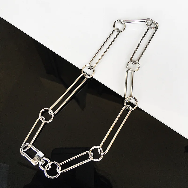 

2019 100% Handmade Men Women Unisex Metal Chain Necklace Heavy Duty Chain Padlock Choker Metal Collar