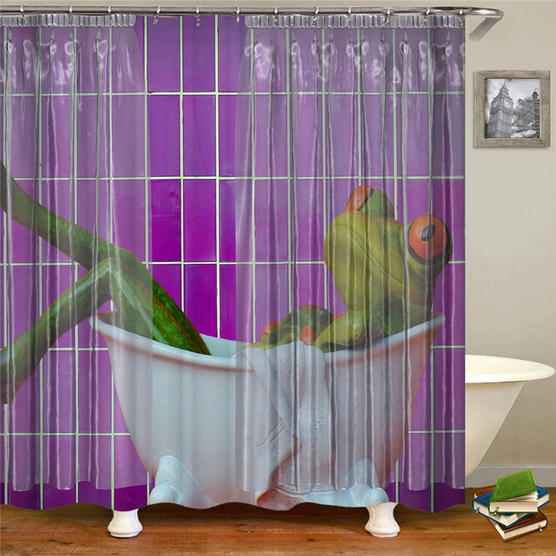 

Kiwiberry Longer Frog Bathtub bathroom Shower Curtain Fabric Liner with 12 Hooks 72Wx80H inch Waterproof and Mildewproof