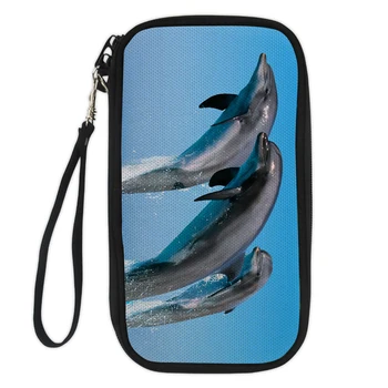 

FORUDESIGNS Tropical Fish, Dolphin Women Wallets Female Small Wallet Long Coin Purse Holders Blue Purses With Money Phone Bags