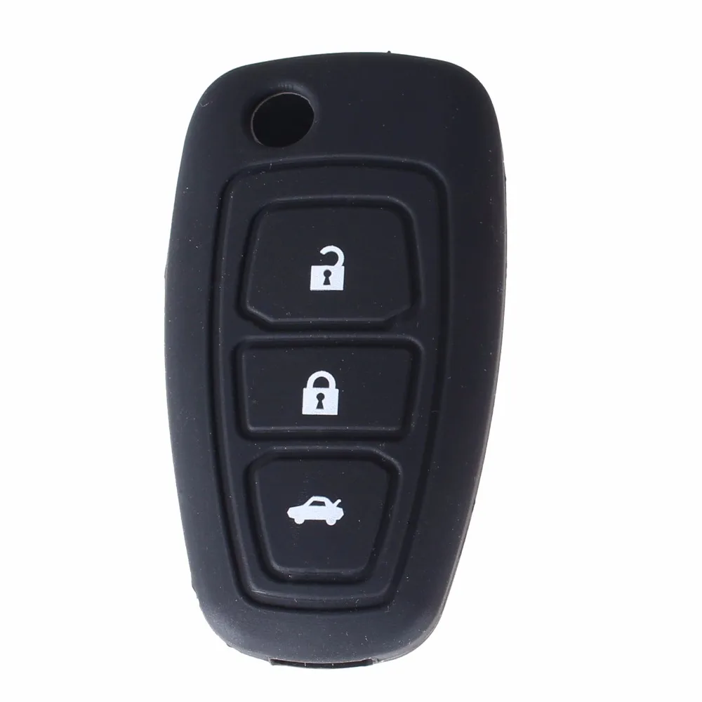 Раскладной чехол KEYYOU с 3 кнопками, силиконовый чехол для Ford Fiesta Focus Mendeo, титановый чехол для автомобиля