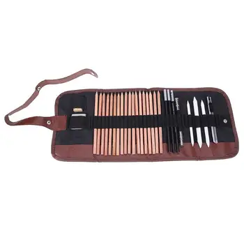 

29pcs Pencil Charcoal Eraser Sketch Drawing Set Knife Paper Stationery Bag