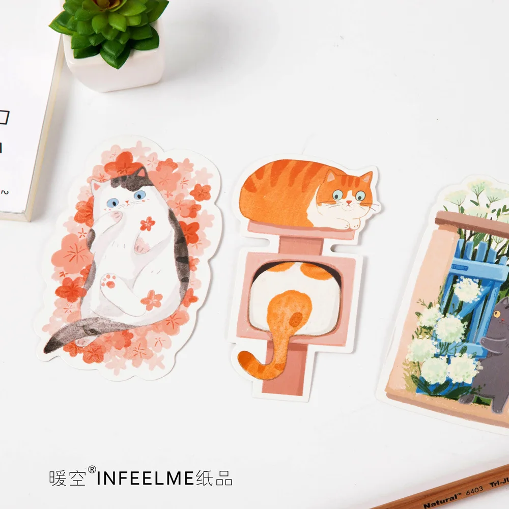 

Cat postcard set cute greeting card bookmarks for book anime animal card visit for Christmas birthday gift accessories 2019