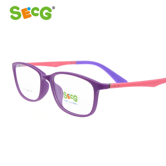 SECG Fashion Kids Prescription Glasses Frame Cute Flexible Soft Spring Hinge Children Myopia