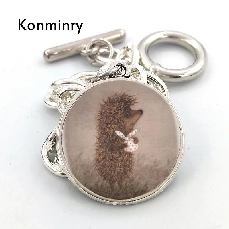 

Konminry Animal Cute Multi Type Hedgehog Pictures Glass Cabochon Chain Bracelets Women Girl Men Kids Jewelry