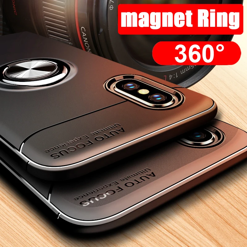 Matte Soft Silicone holder Cover For iPhone XR XS Max 8 Plus 7 X iPhone8 6 6s Case 360 Rotating magnet TPU coque |