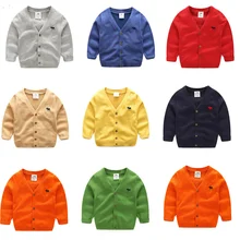Новые детские хлопковые кардиганы, детская одежда, для мальчиков и девочек' s Трикотажный кардиган свитера на весну с воротником «хомут», верхняя одежда, одежда для малышей, 8 видов цветов 2-7yea