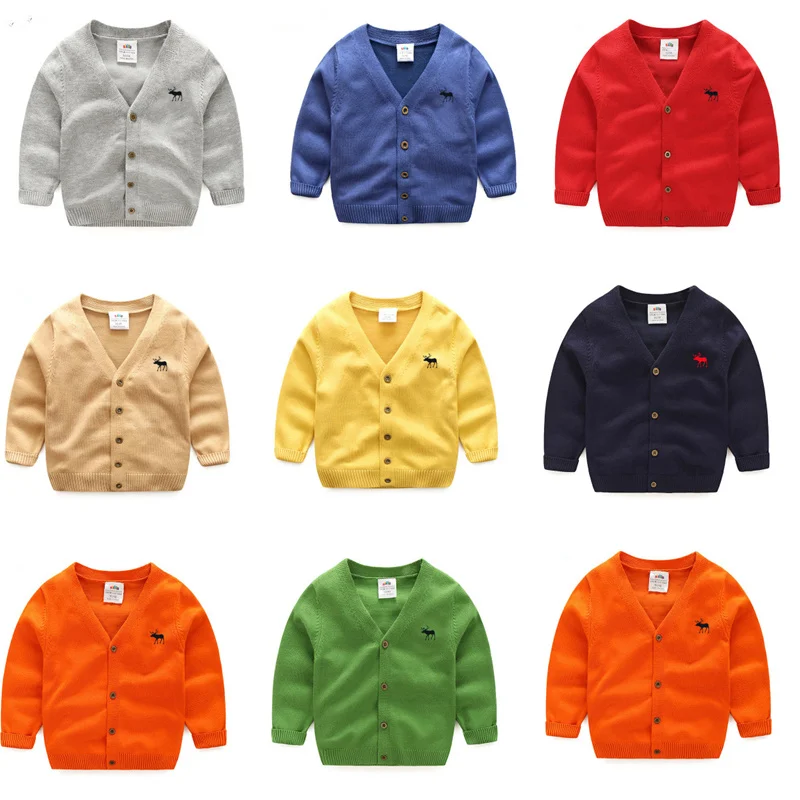 

New Cotton kids Cardigan Boys Girls Children&#39s Knit Cardigan Sweaters spring Outerwear sweater Baby Clothes 8 colors 2-7yea