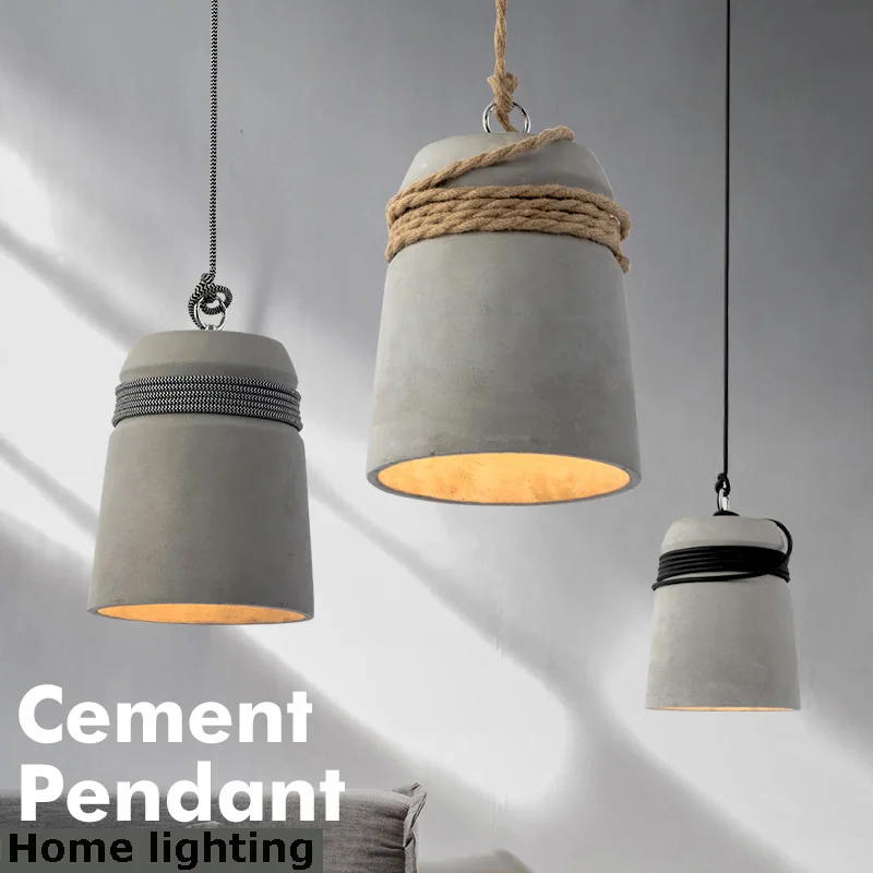 Industrial Retro Pendant Lamps Cement Hanging Lights Vintage Creative Indoor Pendant Lights Bar Restaurant Concret Light 110v 220v Home Lights (6)