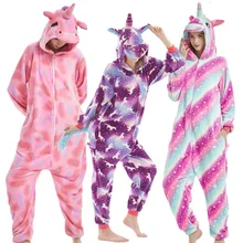 Фланелевые пижамы с животными для взрослых пижамы с мультяшными персонажами unicornio косплей с капюшоном для женщин мужчин зима унисекс Домашняя одежда единорог пижамы наборы