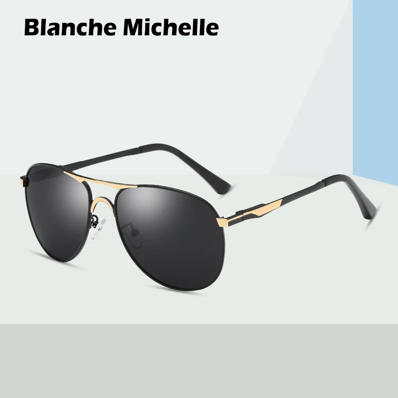 Blanche Мишель бренд classic Pilot Sunglasses Для мужчин поляризационные UV400 Для мужчин с солнцезащитные очки мужской вождения Óculos gafas-де-сол hombre