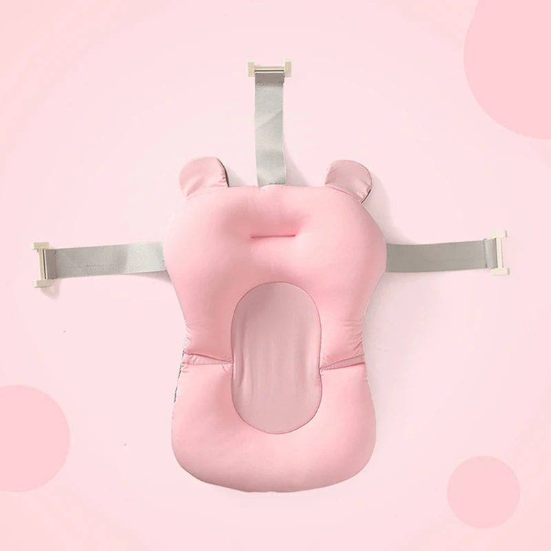 Складной коврик для купания младенцев подушки прекрасный мультфильм лягушка дизайн ванной Коврик для ванны безопасности ребенка душ Нескользящая подушка купальный сетка мат - Цвет: Розовый