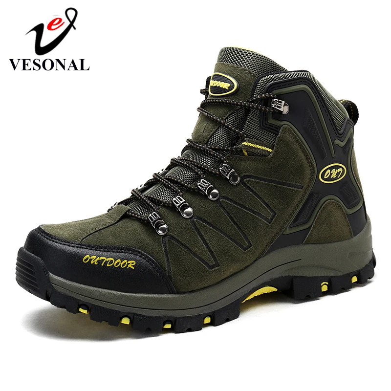 

VESONAL High Top Snow Boots Shoes For Male Adult Ankle Boots Winter Hiking Shoes Outdoor Sneakers Men Warm Short Plush Footwear