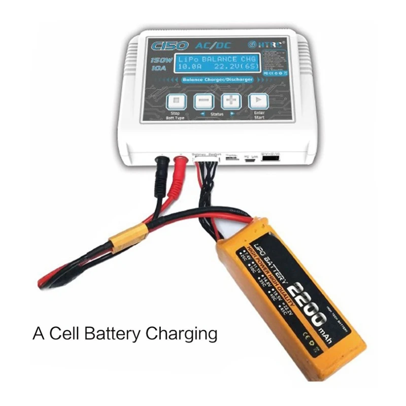  HTRC C150 Ac/Dc 150W 10A Smart Balance Charger Discharger For Rc Drone 1-6Cell Lipo/Life/Lilon 1-15