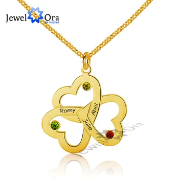 

Gold Color Personalized 925 Sterling Silver Birthstone Clover Necklace Name DIY Heart Necklaces & Pendants (JewelOra NE101537)