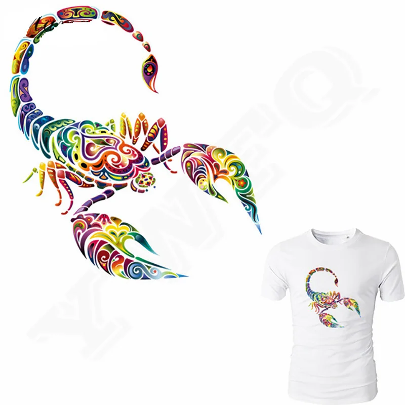 

Color Scorpion Patch Heat Press Appliqued DIY Accessory Decoration Iron On Patches For Clothes 22*23cm