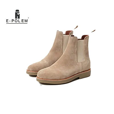 

2017 New Arrival Casual Men Flat Boots Pure Color Apricot And Deep Grey Men Boat Shoes Fashion Chelsea Ankle Boots Hot Selling