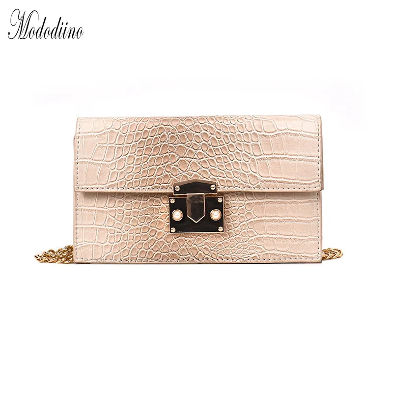 

Mododiino Crocodile Pattern Shoulder Bags Chains Handbag Women's Evening Bag Retro Clutch Bags Famous Brand Woman Bags DNV1012