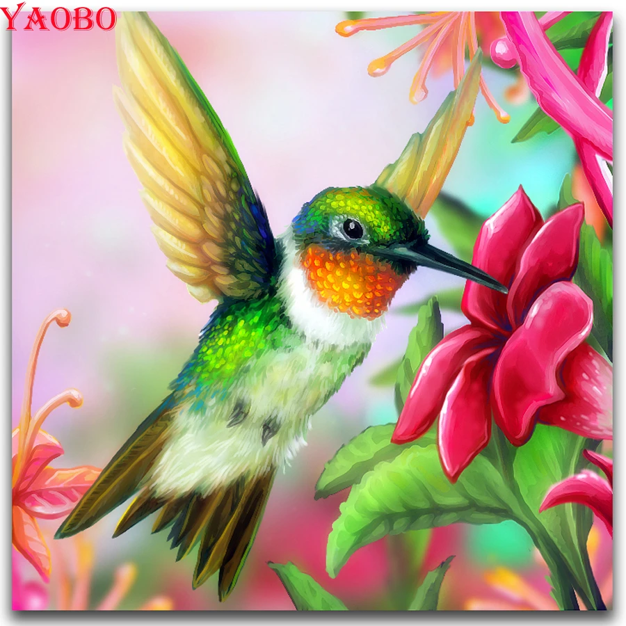 Kit De Pintura Con Diamantes 5d Colibris 35x35 Cm Kit De Pintura Con Diamantes 5d Colibris 35x35 Cm