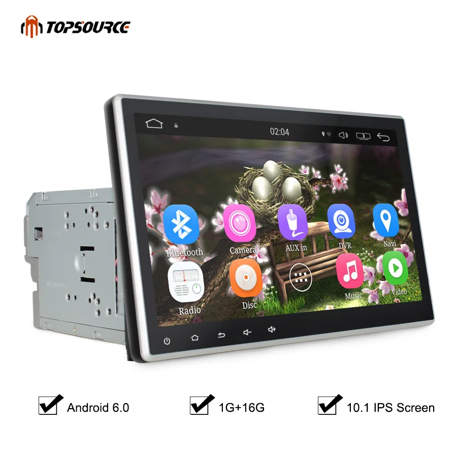 

TOPSOURCE Car Multimedia Player Universal Android 6.0 2 Din 10.1 Inch Car DVD Radio Player 1G 16G with GPS Wifi BT 1024*600