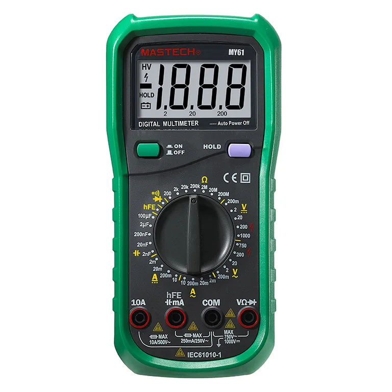 

MASTECH MY61 AC/DC Professional Electric Handheld 2000 counts Meter Digital Multimeter Voltmeter Ohm Electrical Tester
