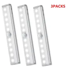 Комплект из 3 предметов свет шкафа 10 светодиодный движения PIR Сенсор светодиодный шкаф/Лестницы свет бар светодиодный ночник безопасное