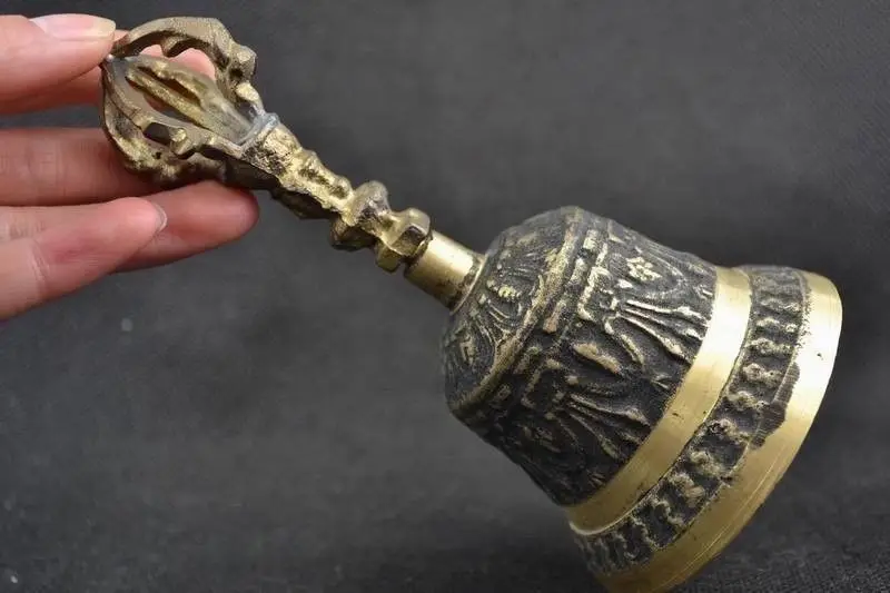 Китайская старая Резная Бронзовая фигурка колокольчика коллекционные предметы