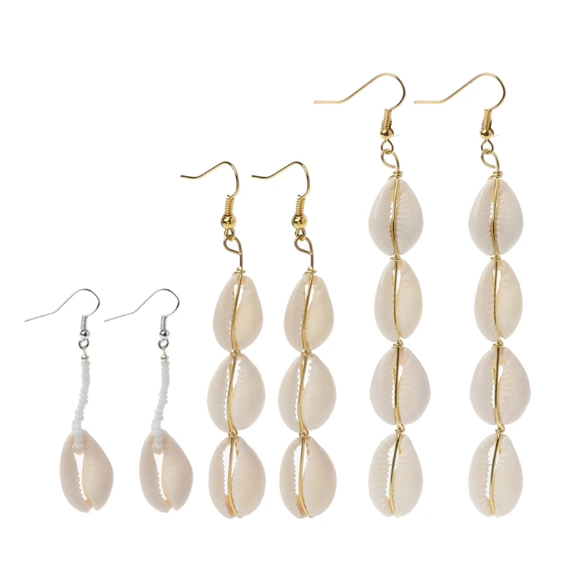 

Bohemian Natural Cowrie Shell Pendant Drop Earrings Beach Jewelry for Women