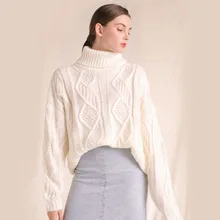 Soid turtleneck loose plus size elastic knit pulloveres sweater 2018 new women autumn winter basic thick sweater