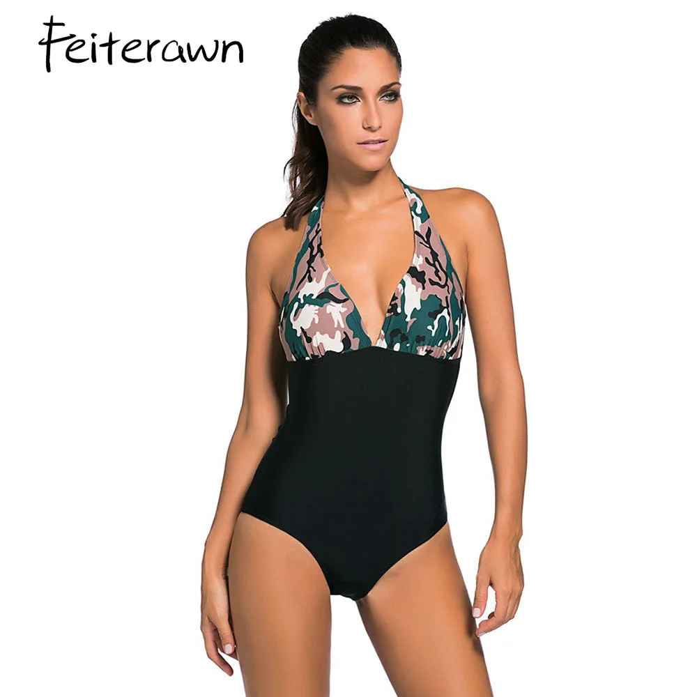 Feiterawn Swimwear Women Swimming Suit Dark Camouflage Print Black Body Halter Plus Size Bathing Suit One Piece Swimsuit DL41951 plus-size-black-swimsuit : image Feiterawn Swimwear Women Swimming Suit Dark Camouflage Print Black Body Halter Plus Size Bathing Suit One Piece Swimsuit DL41951 plus-size-black-swimsuit