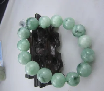 

100% NATURE GRADE "A " GREEN 13MM BEADS JADE JADEITE BRACELET Strands