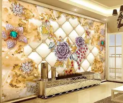 Beibehang заказ обои Мода 3D фотообои мягкий посылка роскошный золотой бриллиант цветы ювелирные изделия обои 3d papel де parede