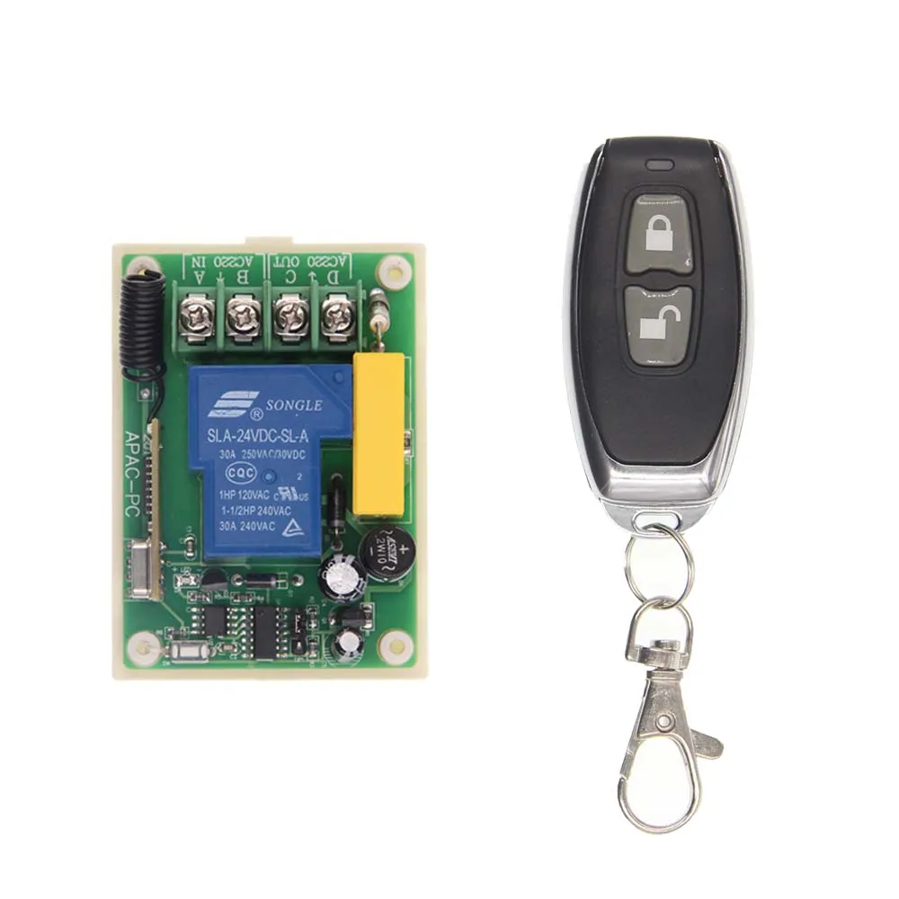 

30A 1 CH 1CH Receiver Wireless Relay RF Remote Control Switch Module AC 220V +ON OFF Transmitter,Latched