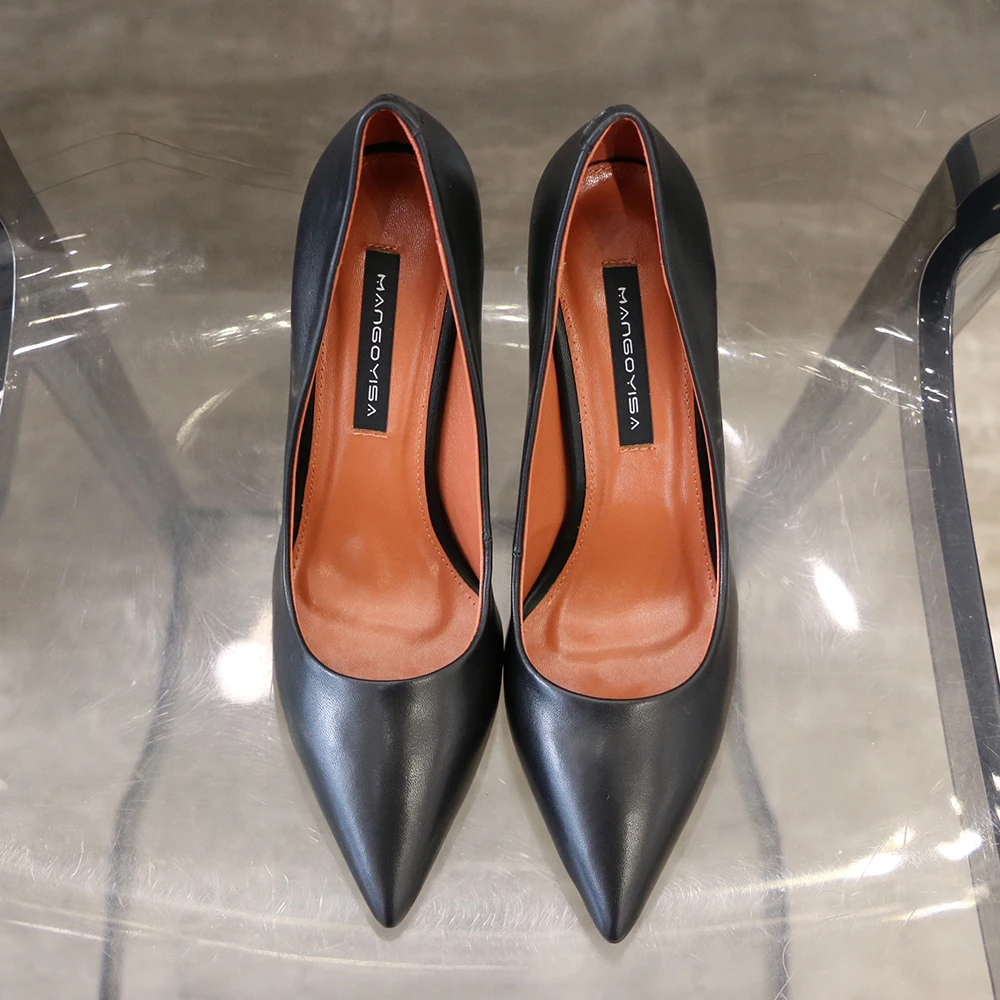 Pointed High Heels/Women's Pumps Are Designed For Elegant Fashion Women To Work And Made Of Genuine Leather 2019 MANGOYISA