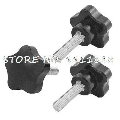 

3 x Black M10 x 40 Thread 50mm Dia Bakelite Star Knob Handle for Machine Tool