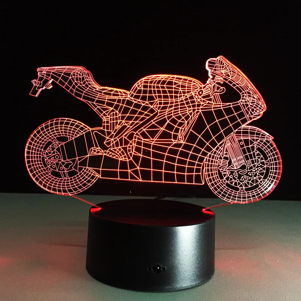 Luzes da Noite quarto luz sono 3d motocicleta Lamp Shade Material : Acrylic