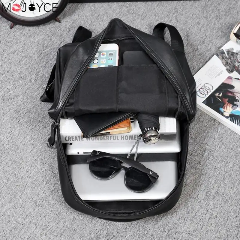 Casual Mochila hombre Mochila negocio Color sólido Simple PU cuero hombro Mochila Masculina Casual Mochila hombre Mochila negocio Color sólido Simple PU cuero hombro Mochila Masculina