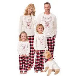 Семейные комплекты Рождественский Олень пижамы пижамные комплекты Рождественская пижама ночная рубашка; Пижама