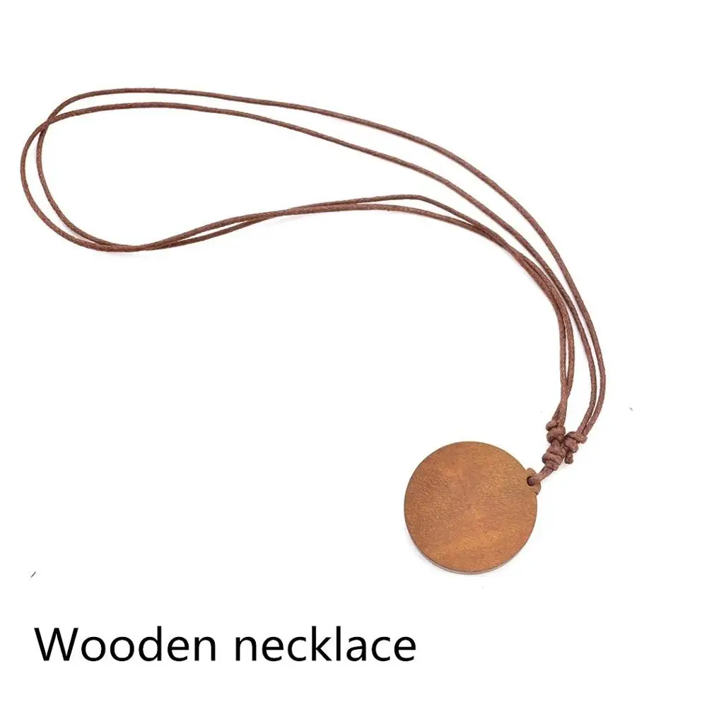 Luminous Maya Calendar Wooden Necklace Vintage Maya Totem Aztec Calendar Wood Carved Pendant Rope Chain Necklace Glowing Jewelry
