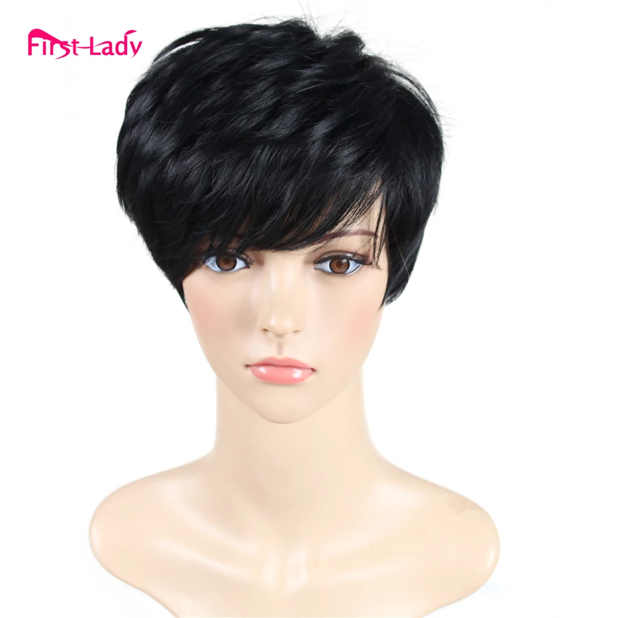

Short Black Wig Heat Resistant Synthetic Wigs For Black Women Hair Pixie Cut Wig Perruque Synthetic Women African American