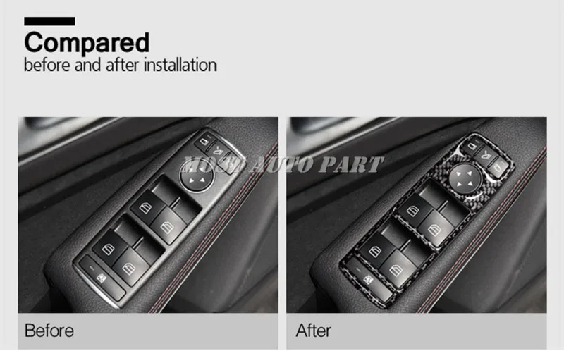 Углеродного волокна двери автомобиля окна кнопку Накладка для Benz GLK X204 2008-2015