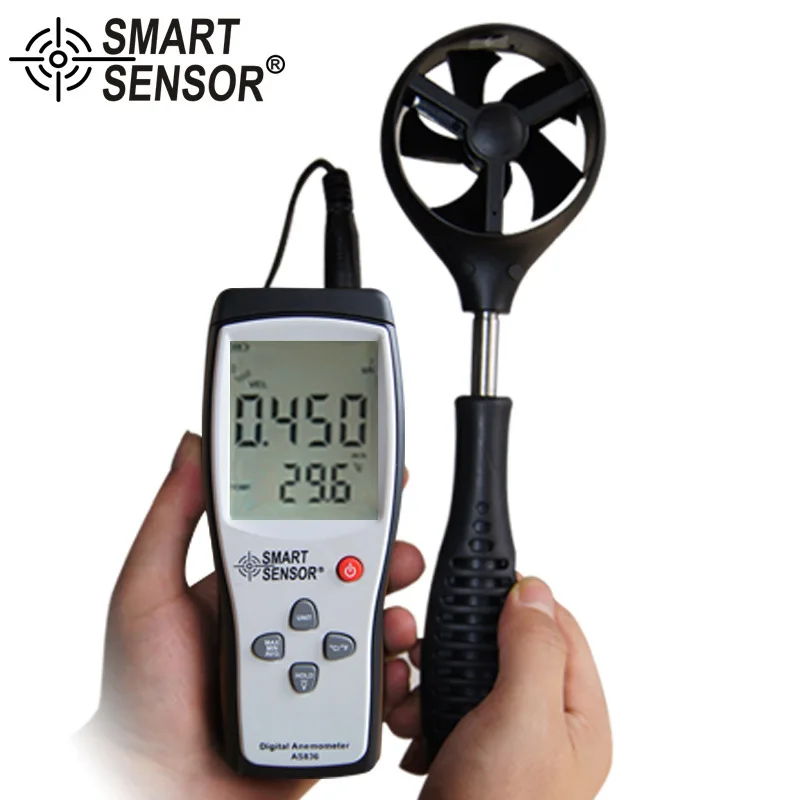 

Smart Sensor AS836 Digital Wind Speed Gauge Meter anemometer wind speed meter wind direction45m/s relative temperature
