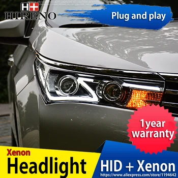 

Hireno Headlamp for 2014-2016 Toyota Corolla Headlight Headlight Assembly LED DRL Angel Lens Double Beam HID Xenon 2pcs